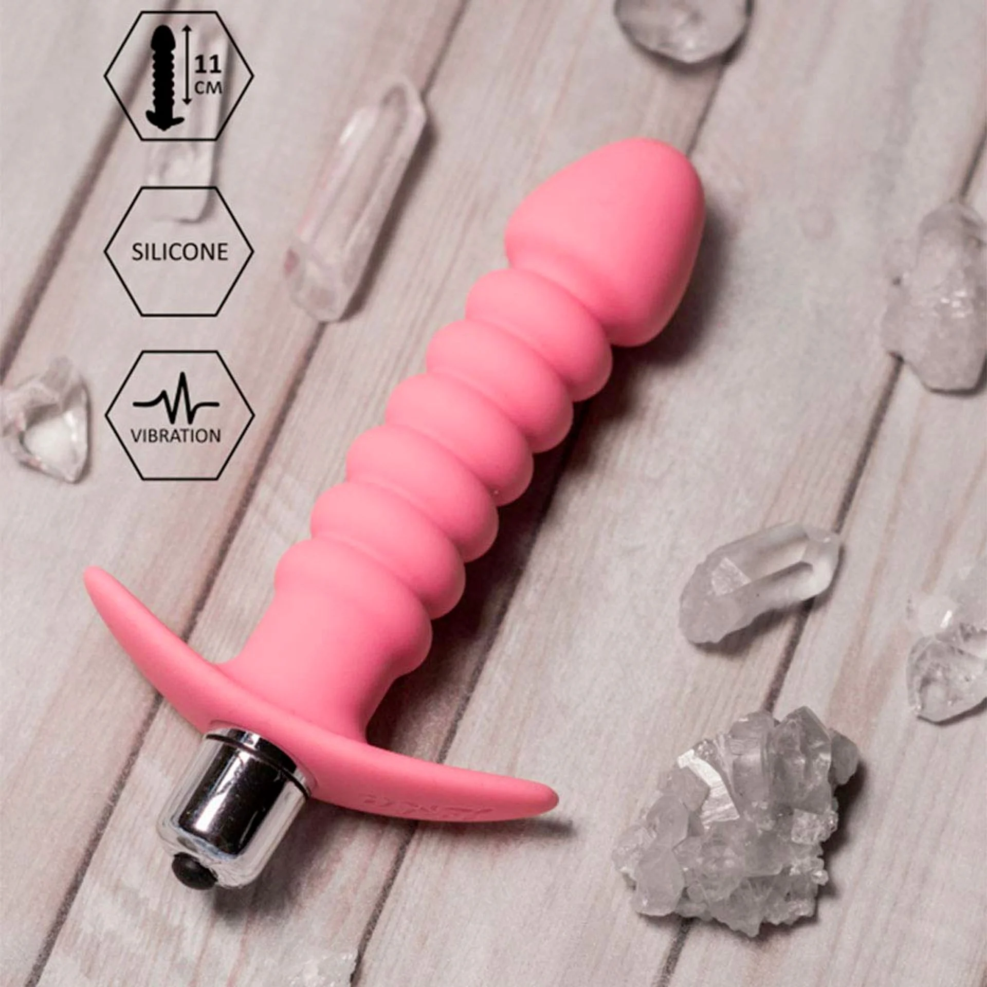 Pannocchione - Plug anale a spirale con vibrazione - Rosa - 11cm - Image 2