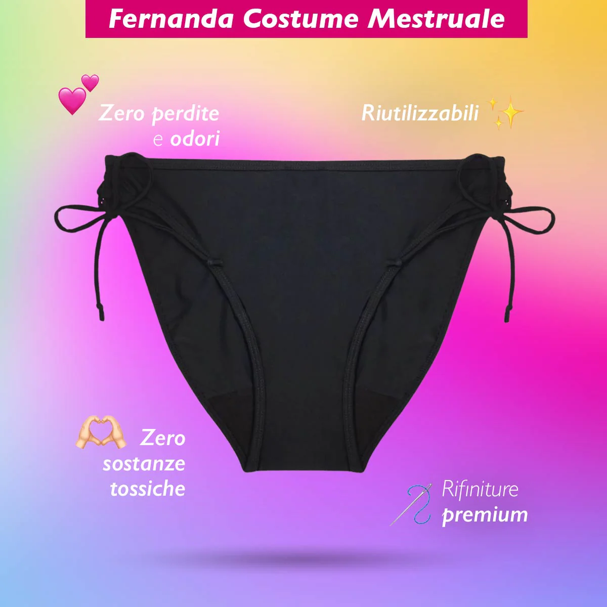 Fernanda - Costume assorbente mestruale - Con lacci laterali - Image 4
