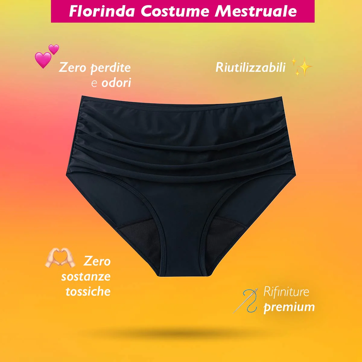 Florinda - Costume assorbente mestruale - Vita alta - Image 3