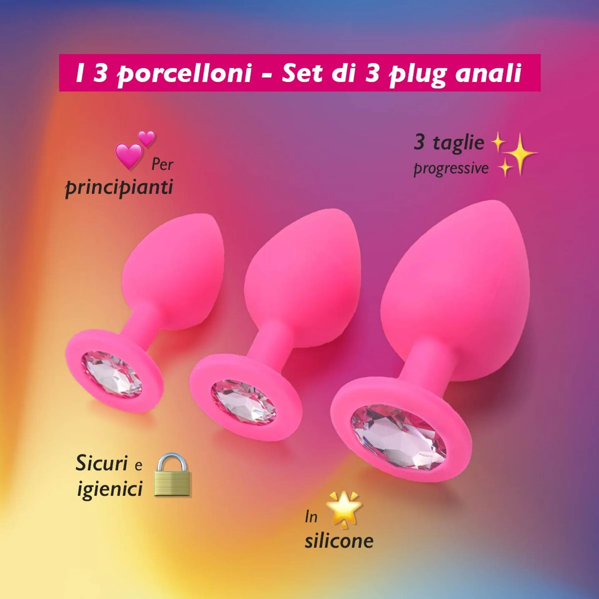 I 3 Porcelloni - Set di 3 anal plug con grandezza progressiva - Image 4