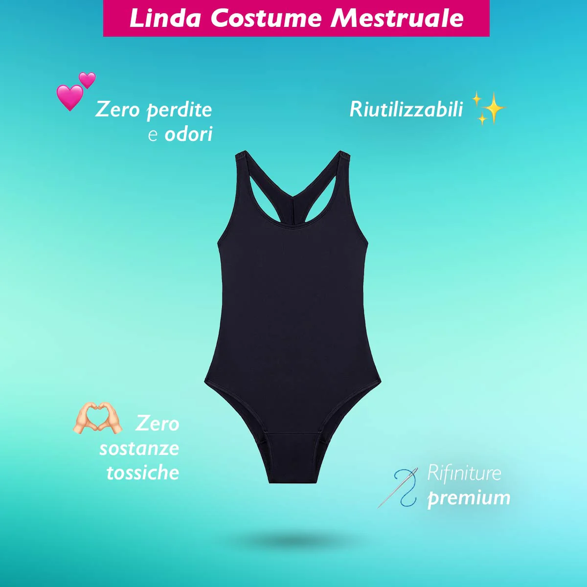 Linda - Costume intero assorbente mestruale - Cotone organico - Image 3